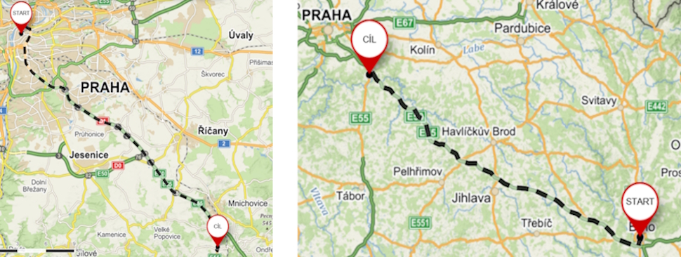trasa praha a trasa brno